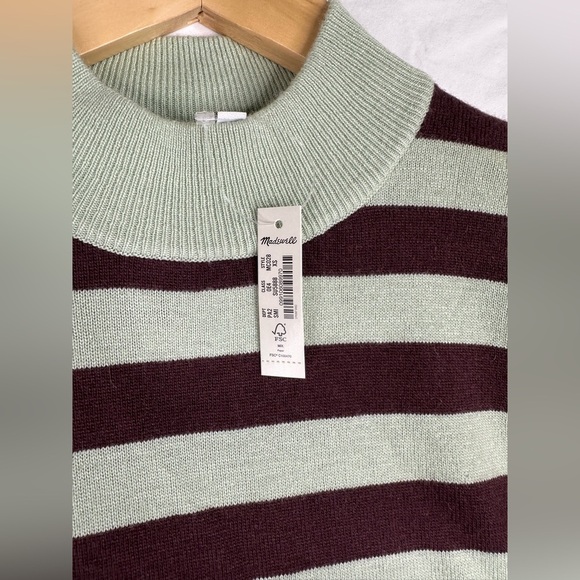 New Madewell S Ashbury Mockneck Sweater Kelsey Stripe Sunfaded Mint MC028 NWT - Picture 6 of 8
